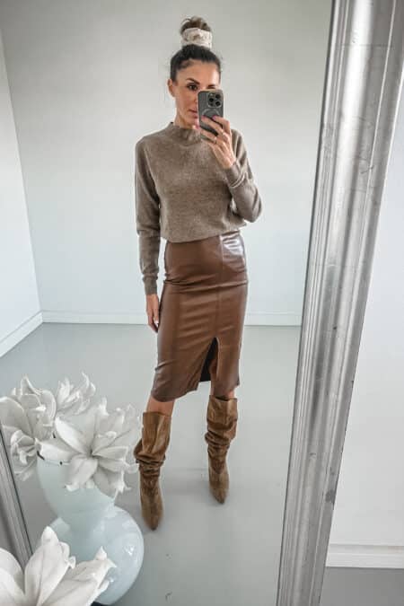 Spódnica - skórzana brązowa klasyk