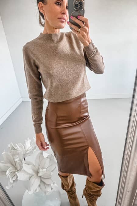 Sweterek -Premium wełna merino 100% brązowy