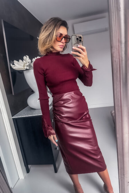 Spódnica - skórzana Wino klasyk