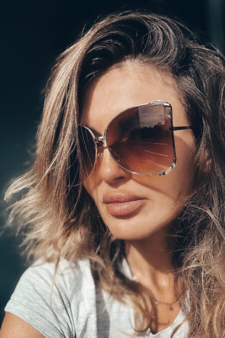 Okulary -Czarne duże brązowe szkła