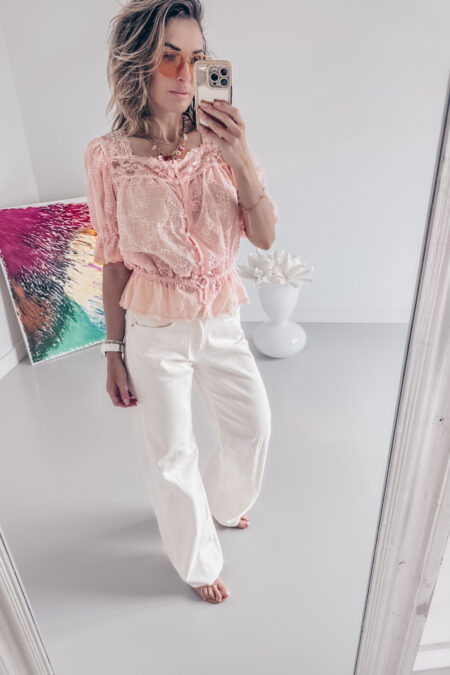 Spodnie -   Jeansy białe szeroką nogawką