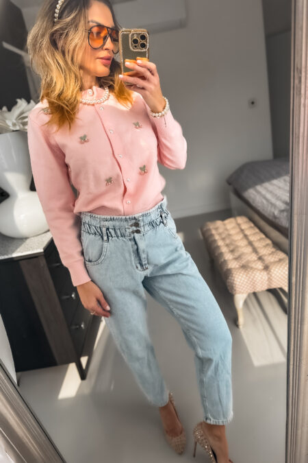 Sweterek - Różowy  wisienka