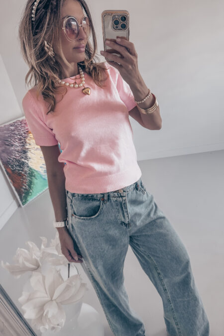 Bluzka -  Swetrowa słodki róż