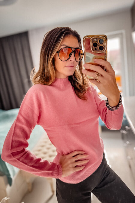 Sweterek -Premium wełna merino 100% róż