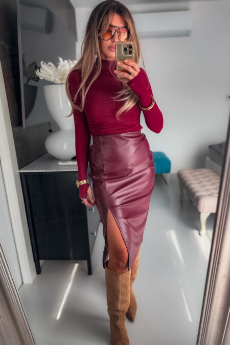 Spódnica - skórzana wino