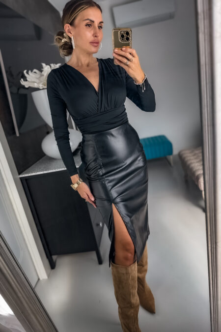 Spódnica - skórzana czarna