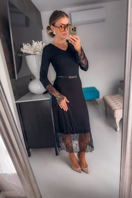Sukienka - czarna z koronką