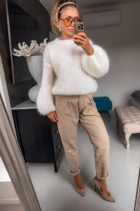 Spodnie - jeansy Bezowe Mom fit