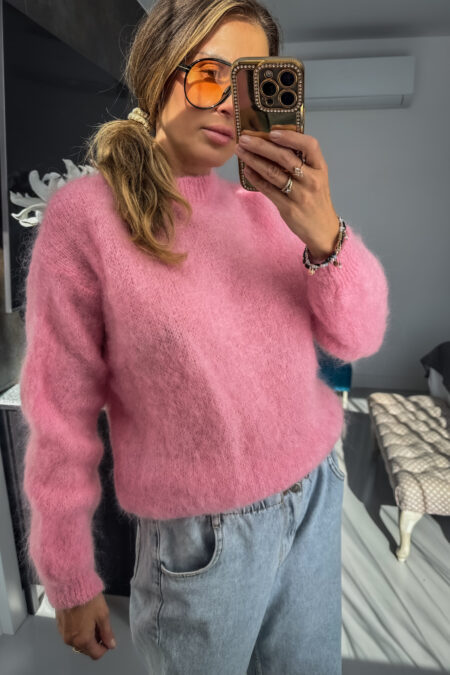 sweterek - kid Moher gruby różowy szybka wysyłka