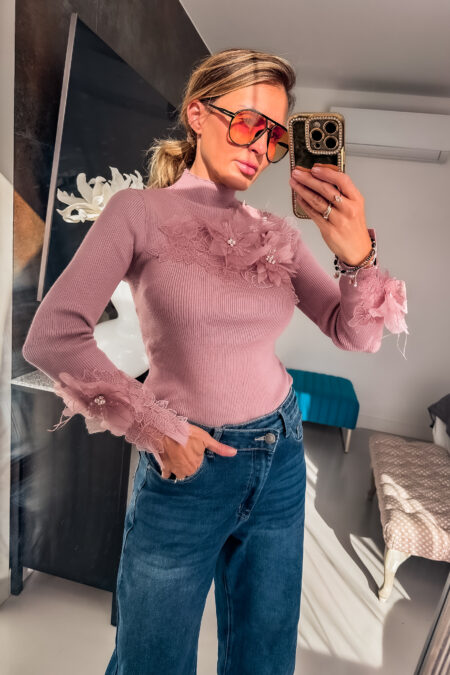 Bluzka - Golf z kwiatem 3 d szybka wysyłka