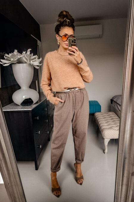 Sweterek - kaszmirowy Premium beżowy słoneczny