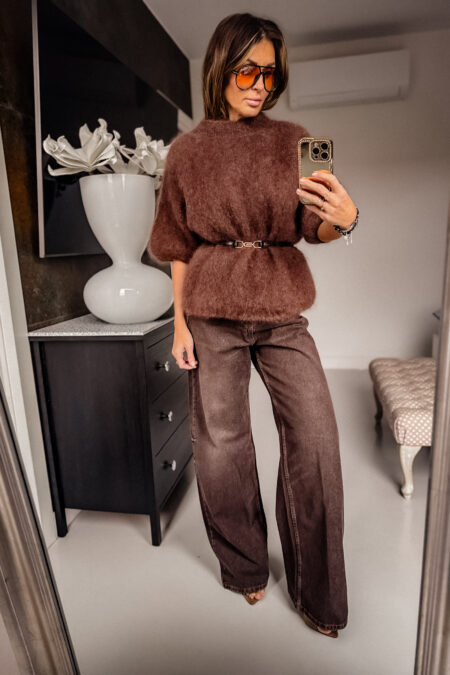 Spodnie - mleczna czekolada szeroką nogawka