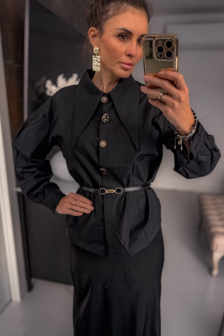 Koszula  - Czarna różne guziczki złote