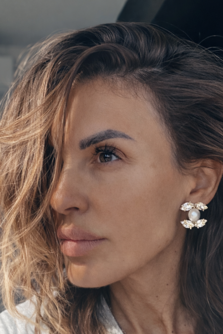 Kolczyki -  złote z perła  chanel