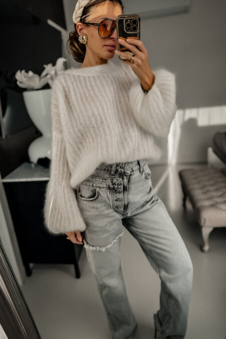 Jeansy - Przecierane szare długie szsybka wysyłka