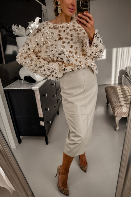 Spódnica - skórzana śmietanka dluga