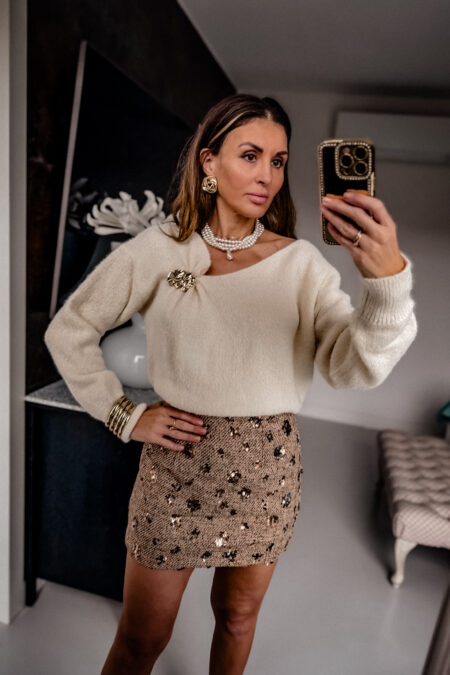 Spódnica - Beżowa cekiny szybka wysyła 24h