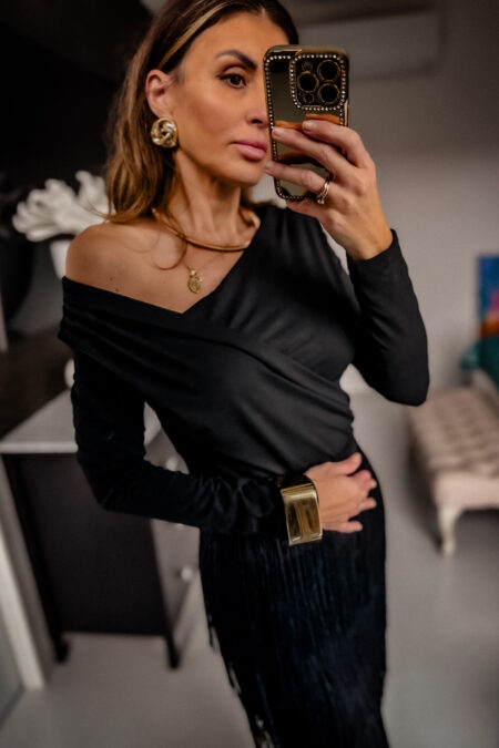 Body - Eleganckie asymetryczne czarne szybka wysyłka 24h