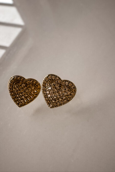 Kolczyki -  złote serce cyrkonie