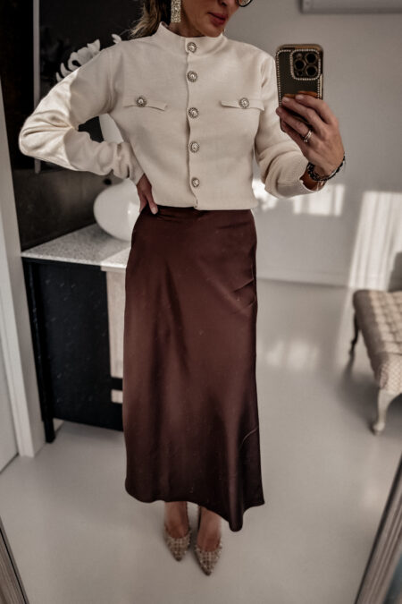 Spódnica - czekoladowa satyna gruba matowa szybka wysyła