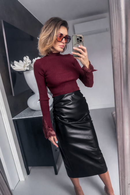Spódnica - skórzana czarna klasyk