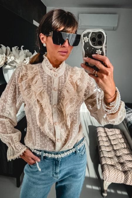 Bluzka - Koronka Ecru falbanki