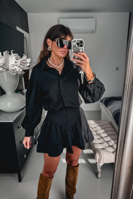 Komplet - czarny koszula i spódnica