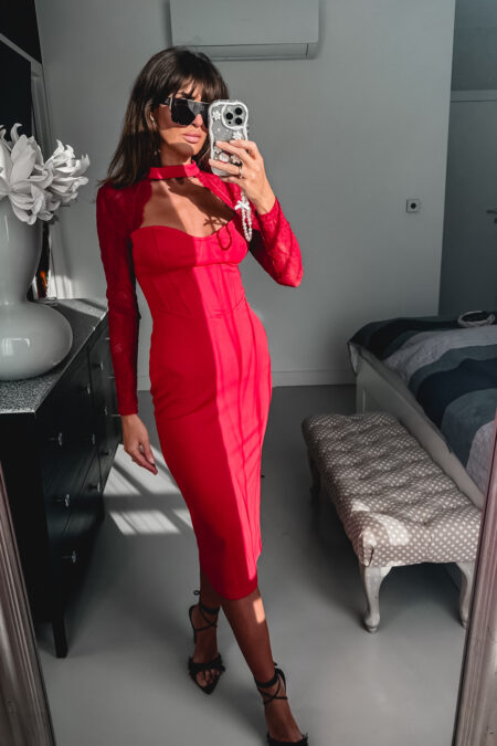 Sukienka -  Koronka czerwona