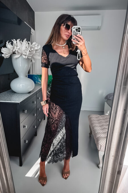 Sukienka -  Koronka czarna asymetryczna