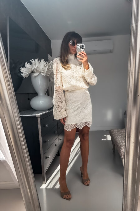 Komplet - bluzka i spódnica koronka White