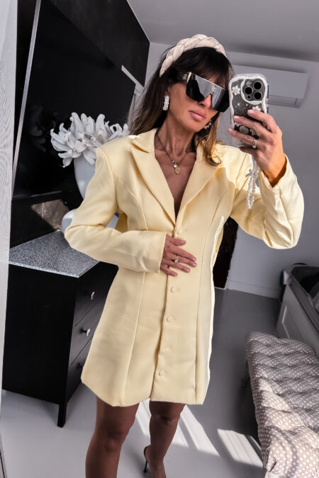 Marynarko sukienka - pastelowy żółty